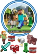 OPŁATEK NA TORT MINECRAFT + POSTACI + GRATIS TEKST