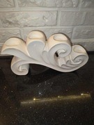 Efektowny Biały Świecznik Ceramiczny 33cm Styl Barok/Glamour