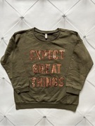 Bluza khaki z cekinami DeFacto