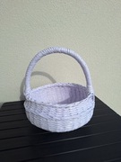 Duży koszyk z wikliny, Biały koszyk na święconkę, koszyk, Wielkanoc