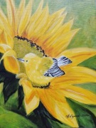 OBRAZ  RĘCZNIE MALOWANY "SPIJAJĄC NEKTAR"- 24x30cm