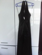Czarna długa sukienka maxi S 36 wiązana na plecach gołe plecy 