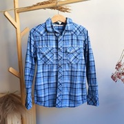 Koszula H&M w kratkę 128 niebieska z kołnierzykiemi krata kratka łaty