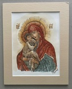 Matka BOSKA Czestochowska  - Ręcznie – szkic piórem i akwarela