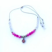 Bransoletka kamienie naturalne opal turmalin regulowana różowa cyrkonia