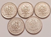 10 gr groszy 1998, 2000-2001-2010-2020 r.- destrukty z podwójnymi rantami