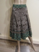 MARELLA brązowo-zielona spódnica we wzory cekiny jedwab i bawełna_ S