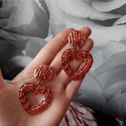 Kolczyki serca kryształowe czerwone cyrkonie walentynki