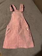 Sztruksowa różowa sukienka ogrodniczka  roz 128 cm