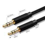 Wytrzymały kabel AUX mini Jack 3.5mm oplot 100cm