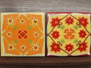 Ceramiczne kafle dekor ścienny komplet 2 sztuk Vintage Boho Etno Aztec