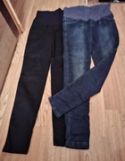 2 x Jeansy spodnie ciążowe L i XL wygodne sexy rurki + spódnica GRATIS