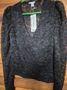 Bluzka damska czarna koronkowa (S) Amisu 