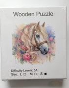 Puzzle Drewniane Jednorożec Koń biały układanka edukacyjna dzieci unisex 