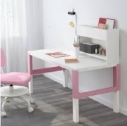 Biurko IKEA Pahl z nadstawką i lampką Ikea biało różowe regulowane