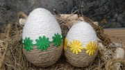 pisanki jajka Wielkanoc sznurek dekoracja ozdoba sznurek handmade