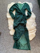 Pakuten sukienka maxi z rozcięciem na nogę butelkowa zieleń S M