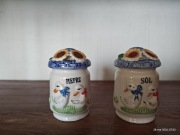 Pojemniki na przyprawy zestaw ceramiczny  w stylu vintage sól - pieprz