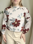 Tunika sweterek dzianinowy w kwiaty z półgolfem Marks&Spencer m