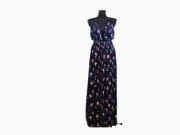 Plisowana sukienka maxi Missguided, odkryte plecy, granatowa 36/S