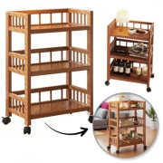 Bambusowy regał, mobilna szafka na kółkach