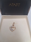 Złota zawieszka  serce z cyrkoniami 1g-piekna 