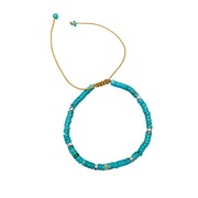 Bransoletka Damska Koraliki Kamień Naturalny Turkus 2 x 4 mm Regulowany