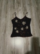 Top brązowo - czarny z cekinami rozmiar S36 