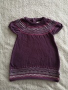 Fioletowa sweterkowa sukienka we wzorki dzianinowa H&M 74 jak nowa