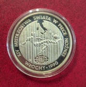 Moneta srebrna, 20000 zł, XIV Mistrzostwa Świata w Piłce Nożnej 1990 Włochy