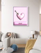 Plakat serce sztylet róż złoto 