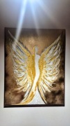 Obraz abstrakcja anioł złoto ręcznie malowany akryl 