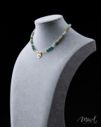 Naszyjnik Kamienie Naturalne Turkus Jaspis Kryształ Serce Handmade