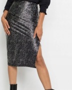 Spódnica ołówkowa rozmiar 44/46 prosta midi z połyskiem