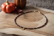 Naszyjnik choker | granat i czarny turmalin | duszek | Halloween