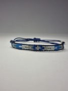 Bransoletka tkana z koralików regulowana niebieska srebrna