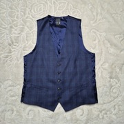 Kamizelka garniturowa L  Granatowa  w kratkę Nowa