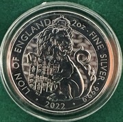 Srebrna moneta 2oz, Lion of England, Royal Mint, 2022