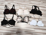 Zestaw 6szt. Biustonosz push up, paseczki, koronki, 65B