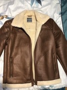Kurtka skórzana z futrem brązowa 