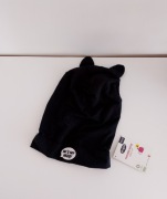 czarna czapka bawełniana typu beanie z ozdobnymi uszami Hip&Hopps 