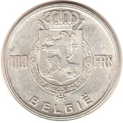 BELGIA 100 franków 1951 ,KM# 139, XF, tekst niderlandzki, srebro835