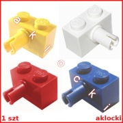 LEGO 2458 KLOCEK 1x2 z pinem oś biały czerwony niebieski żółty - 1 szt