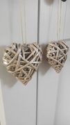 Serca z wikliny papierowej 8cm  na Choinkę
