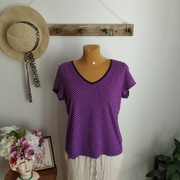 Bluzka damska z krótkim rękawem Mark & Spencer, fioletowa w groszki,bawełna