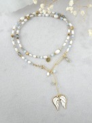 Naszyjnik z kamieni naturalnych i stali UNIKAT premium 