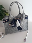 Filcowa torebka, czarna, szara mała 