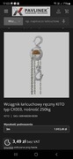 Wciągnik łańcuchowy ręczny KITO typ CX003, nośność 250kg