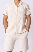 Beżowy komplet męski – koszula i spodenki – Baobab