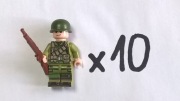 10 Figurek żołnierzy amerykańskich z broniami WW2 kompatybilne z Lego, Cobi